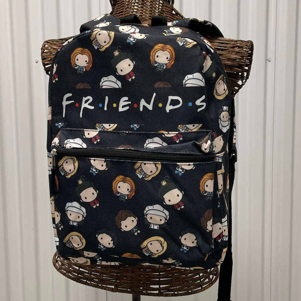 Tv Show Friends Backpack 16" All-Over Print Chibi Style With Front Zipper Front